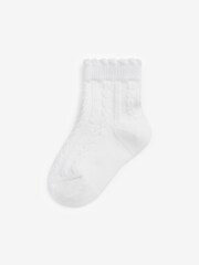 Pink/White Cable Knit Baby Cable Socks 7 Pack (0mths-2yrs) - Image 2 of 4