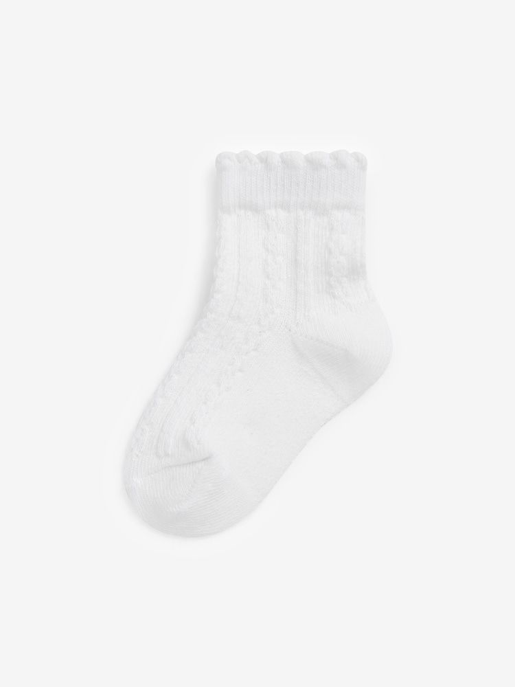 Pink/White Cable Knit Baby Cable Socks 7 Pack (0mths-2yrs) - Image 2 of 4