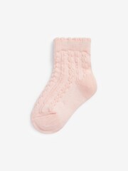 Pink/White Cable Knit Baby Cable Socks 7 Pack (0mths-2yrs) - Image 3 of 4