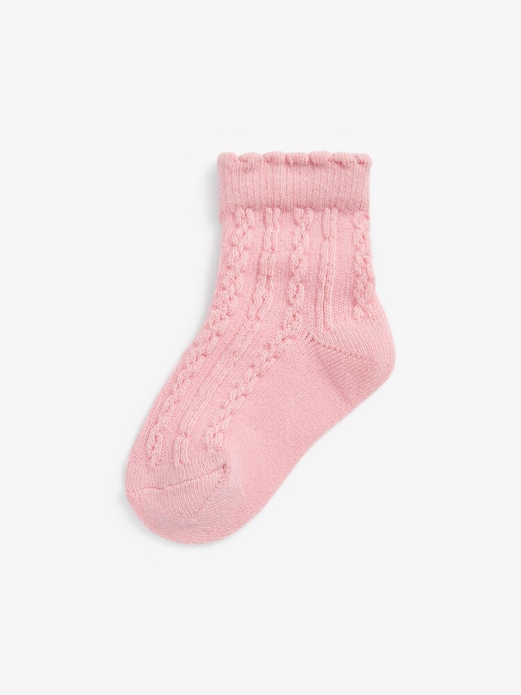 Pink/White Cable Knit Baby Cable Socks 7 Pack (0mths-2yrs) - Image 4 of 4 Pink/White Cable Knit Baby Cable Socks 7 Pack (0mths-2yrs) - Image 4 of 4