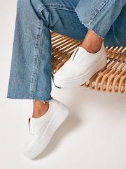 White Slip On Signature Forever Comfort® Leather Chunky Wedge Platform Trainers - Image 1 of 8