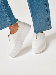 White Slip On Signature Forever Comfort® Leather Chunky Wedge Platform Trainers - Image 2 of 8