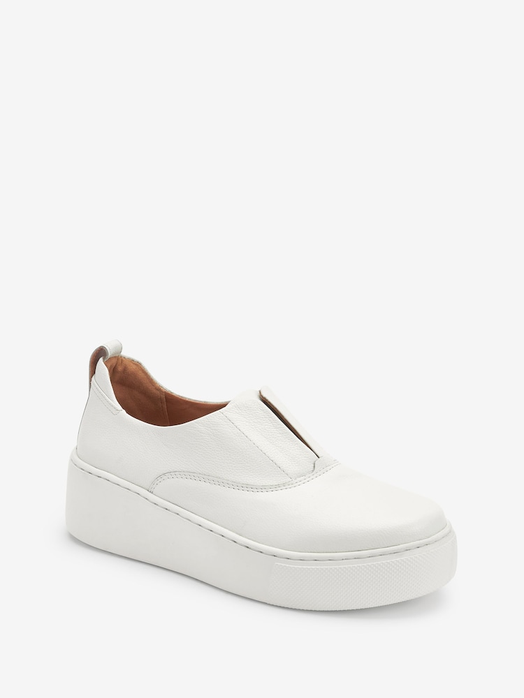 White Slip On Signature Forever Comfort® Leather Chunky Wedge Platform Trainers - Image 6 of 8