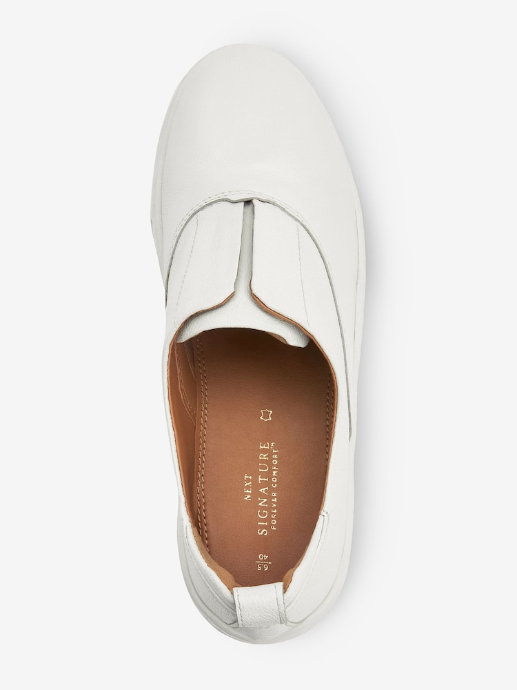 White Slip On Signature Forever Comfort® Leather Chunky Wedge Platform Trainers - Image 7 of 8