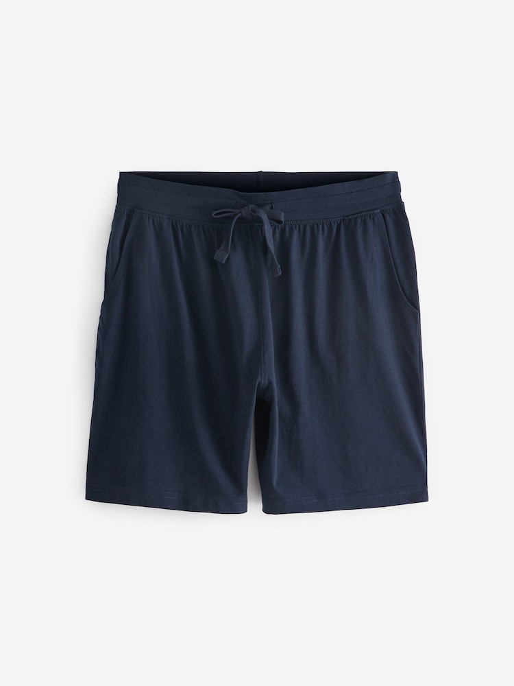 Navy/Grey/Blue 100% Cotton Jersey Pyjamas Shorts Set 3 Pack - Image 14 of 14