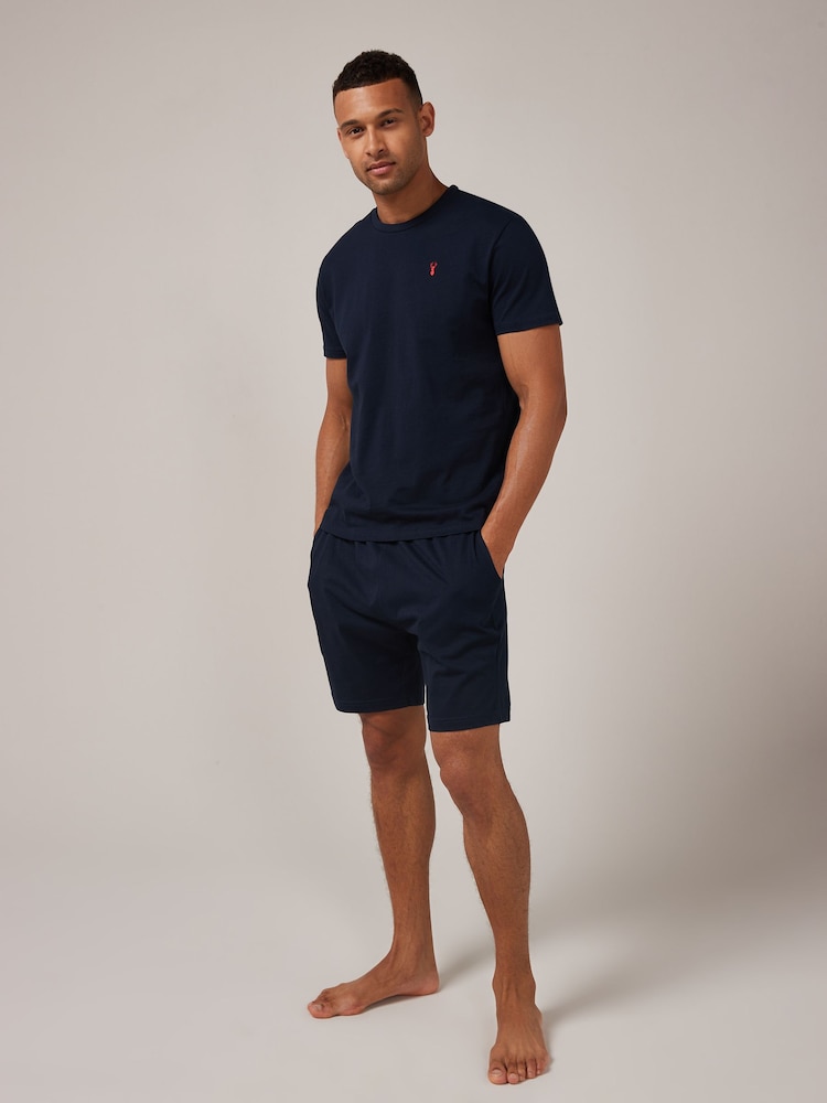 Navy/Grey/Blue 100% Cotton Jersey Pyjamas Shorts Set 3 Pack - Image 5 of 14