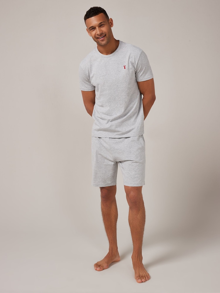 Navy/Grey/Blue 100% Cotton Jersey Pyjamas Shorts Set 3 Pack - Image 6 of 14
