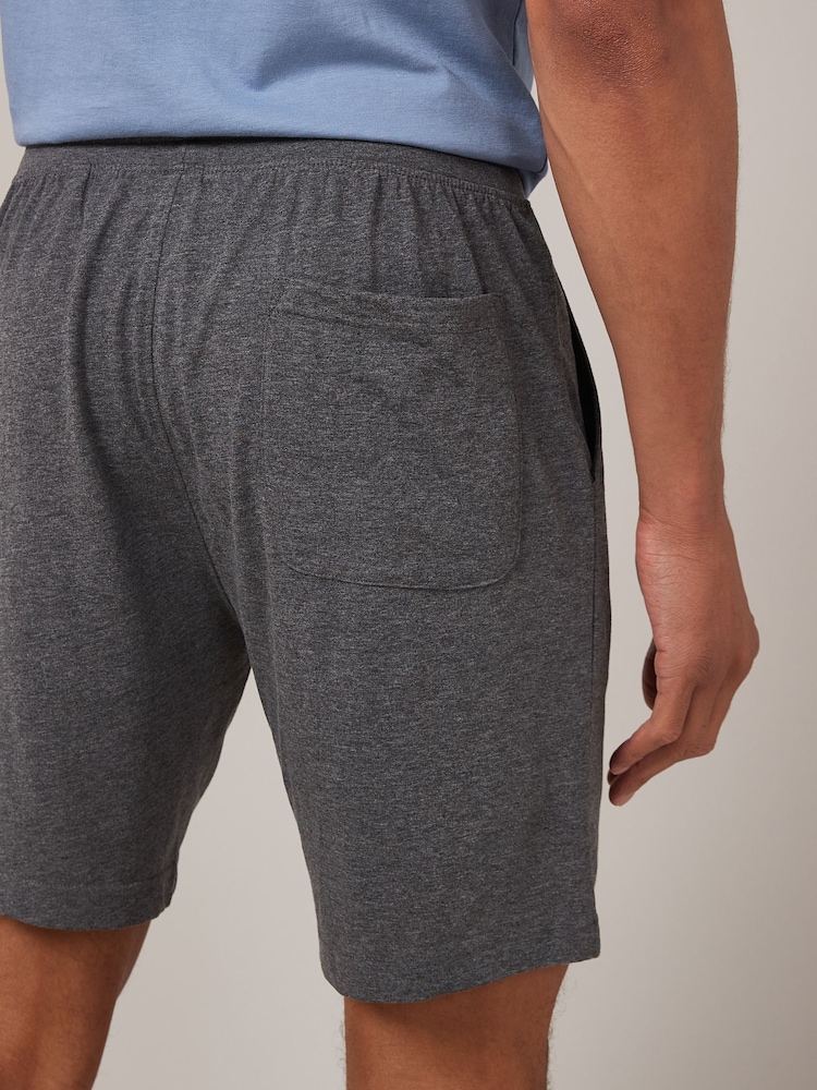Navy/Grey/Blue 100% Cotton Jersey Pyjamas Shorts Set 3 Pack - Image 8 of 14