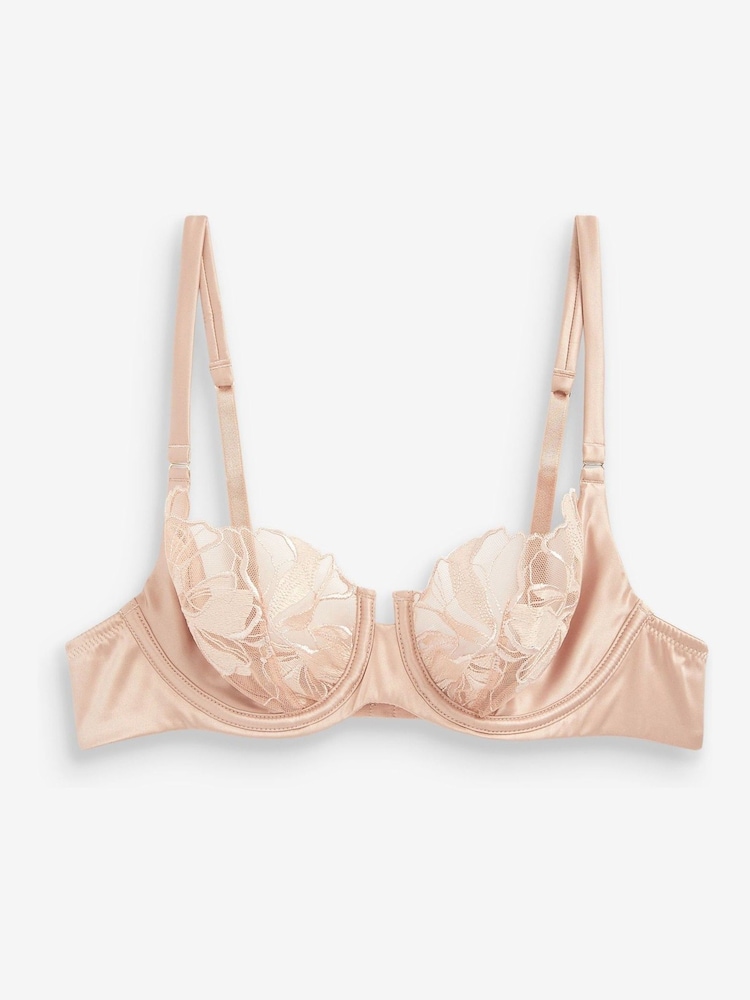 Mid Mink Non Pad Balcony Embroidered Bra - Image 1 of 1