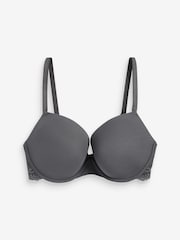 Grey/Ecru White DD+ Pad Plunge Rib And Lace Bras 2 Pack - Image 2 of 6