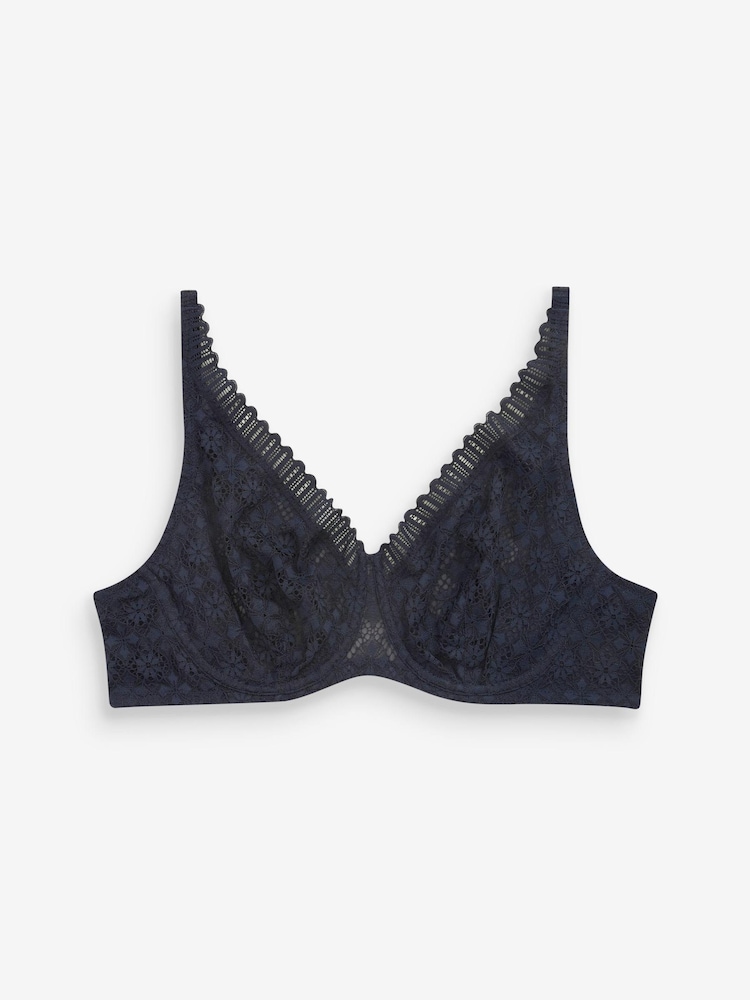 Navy Blue/Pink DD+ Non Pad Full Cup Geo Lace Bras 2 Pack - Image 9 of 9 Navy Blue/Pink DD+ Non Pad Full Cup Geo Lace Bras 2 Pack - Image 9 of 9