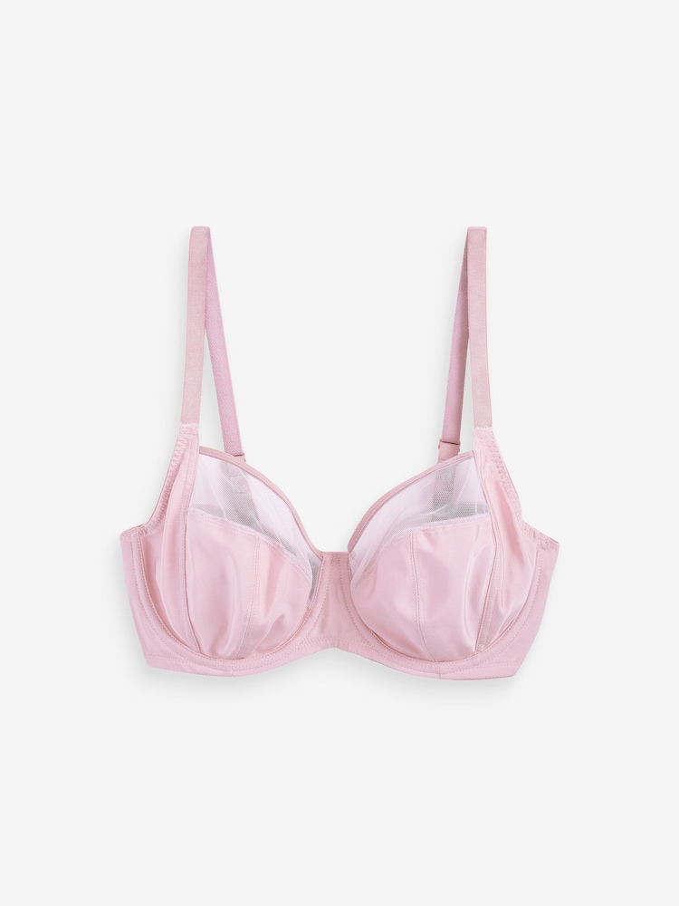 Marineblauw/roze/wit - DD+ Non Pad Full Cup Bras 3 Pack with Side Support - Image 5 of 6