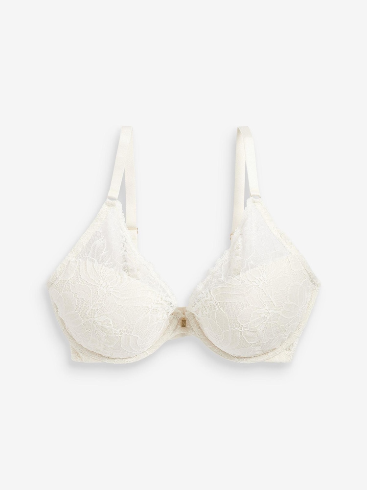 Cream DD+ Pad Plunge DD+ Delicate Lace Bra - Image 5 of 5