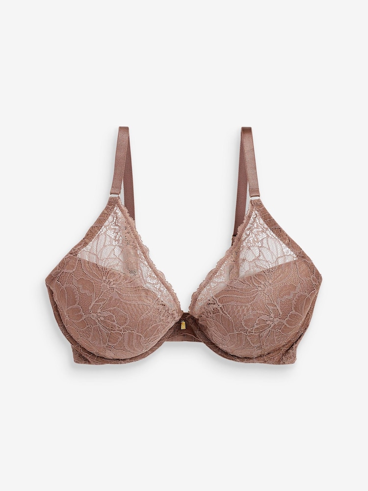 Pink DD+ Pad Plunge DD+ Delicate Lace Bra - Image 2 of 2 Pink DD+ Pad Plunge DD+ Delicate Lace Bra - Image 2 of 2