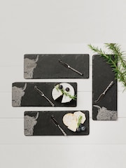 The Just Slate Company Natural Four Mini Highland Cow Cheese Board And Knife Set - Image 1 of 3
