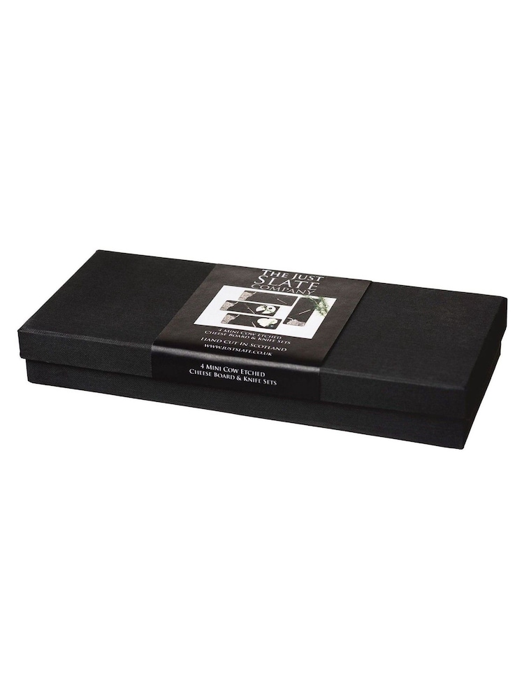 The Just Slate Company Natural Four Mini Highland Cow Cheese Board And Knife Set - Image 3 of 3