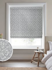 Laura Ashley Grey Willow Leaf Chenille Made To Measure Roman Blind - Image 1 of 6