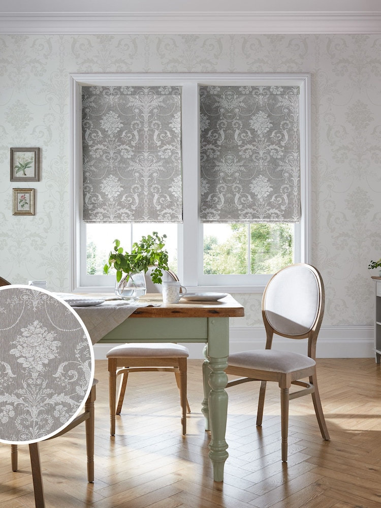 Laura Ashley Grey Josette Woven Made To Measure Roman Blind - Image 2 of 6