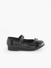 Black Patent Wide Fit (G) School Leather Bow Mary Jane Shoes - Image 2 of 9
