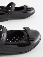 Black Patent Wide Fit (G) School Leather Bow Mary Jane Shoes - Image 6 of 9