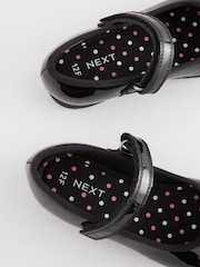 Black Patent Wide Fit (G) School Leather Bow Mary Jane Shoes - Image 7 of 9