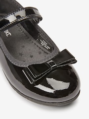 Black Patent Wide Fit (G) School Leather Bow Mary Jane Shoes - Image 9 of 9