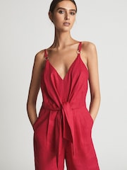 Reiss Coral Ana Regular Linen Jumpsuit - Image 4 of 6