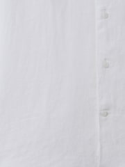 Reiss White Holiday Slim Fit Linen Button-Through Shirt - Image 6 of 6