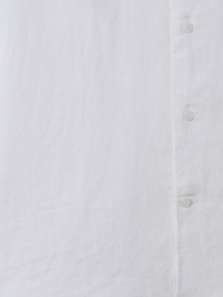 Reiss White Holiday Slim Fit Linen Button-Through Shirt - Image 6 of 6