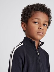 Reiss Navy Law Junior Half Zip Funnel Neck Jumper - Image 1 of 6