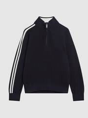 Reiss Navy Law Junior Half Zip Funnel Neck Jumper - Image 2 of 6