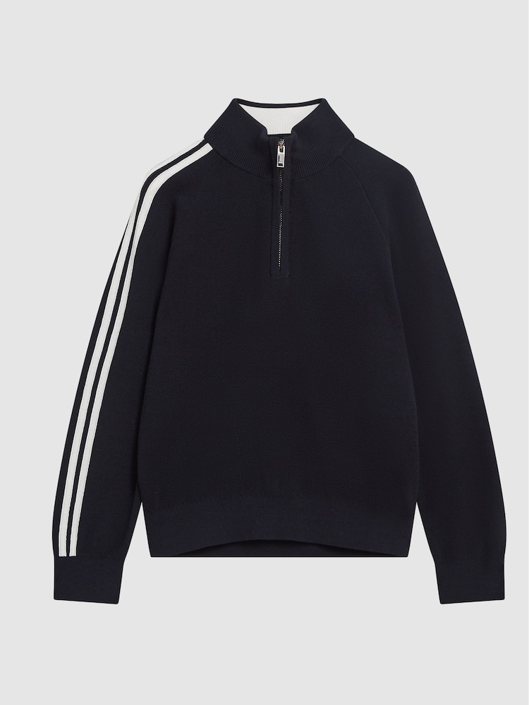 Reiss Navy Law Junior Half Zip Funnel Neck Jumper - Image 2 of 6