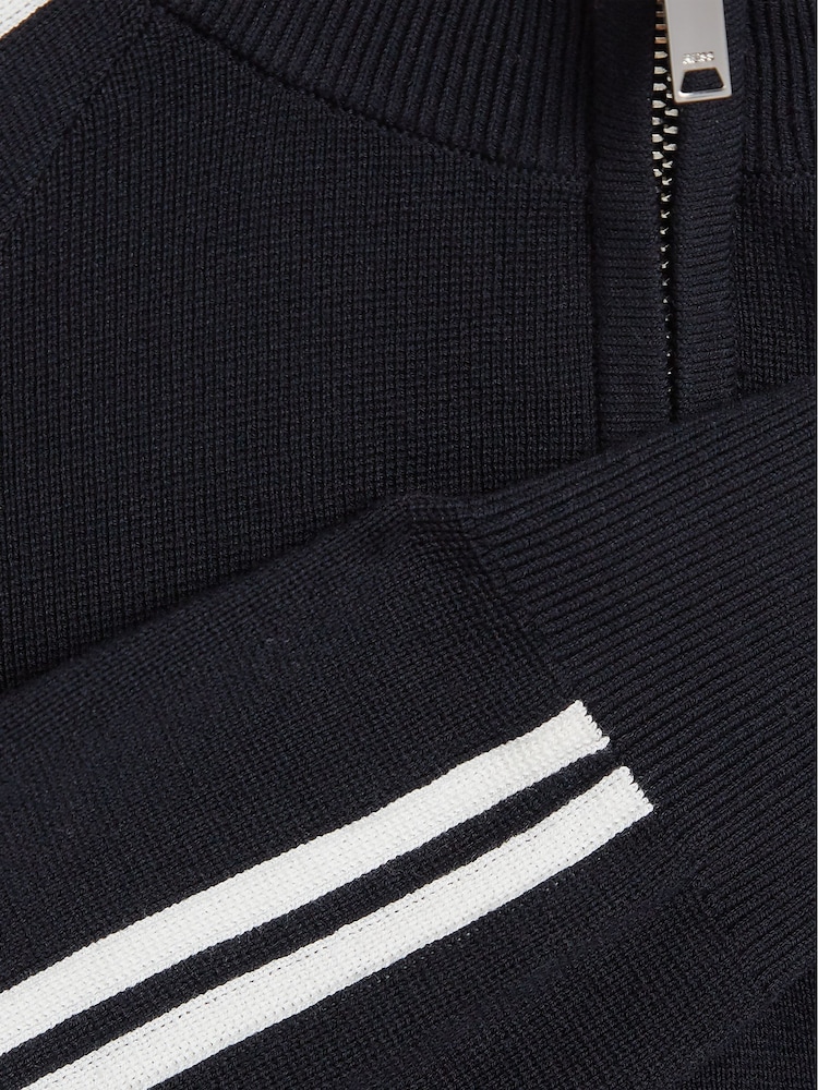 Reiss Navy Law Junior Half Zip Funnel Neck Jumper - Image 6 of 6