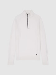 Reiss White Affleck Golf Stretch Merino Zip Neck Jumper - Image 2 of 6