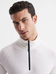 Reiss White Affleck Golf Stretch Merino Zip Neck Jumper - Image 4 of 6