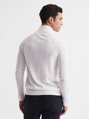Reiss White Affleck Golf Stretch Merino Zip Neck Jumper - Image 5 of 6