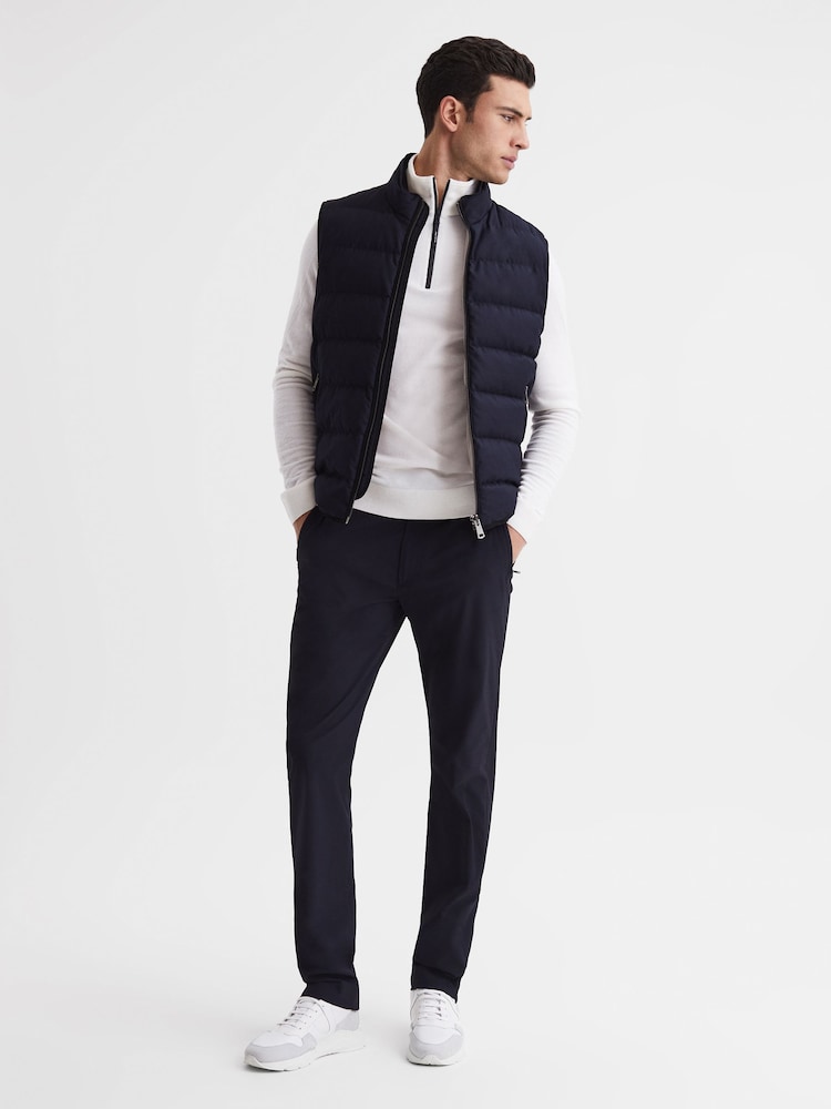 Reiss White Affleck Golf Stretch Merino Zip Neck Jumper - Image 6 of 6