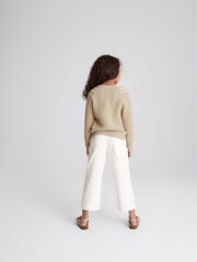 Reiss Neutral Hadley Junior Colour Block V-Neck Sweater - Image 5 of 6