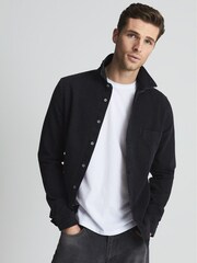 Reiss Washed Black Finch Long Sleeve Washed Denim Overshirt - Image 4 of 7