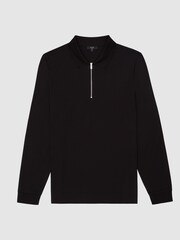Reiss Black Ashdown Golf Half Zip Polo Shirt - Image 2 of 6