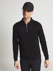 Reiss Black Ashdown Golf Half Zip Polo Shirt - Image 3 of 6