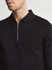 Reiss Black Ashdown Golf Half Zip Polo Shirt - Image 4 of 6