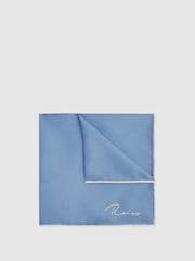 Reiss Airforce Blue Ceremony Plain Silk Pocket Square - Image 1 of 5