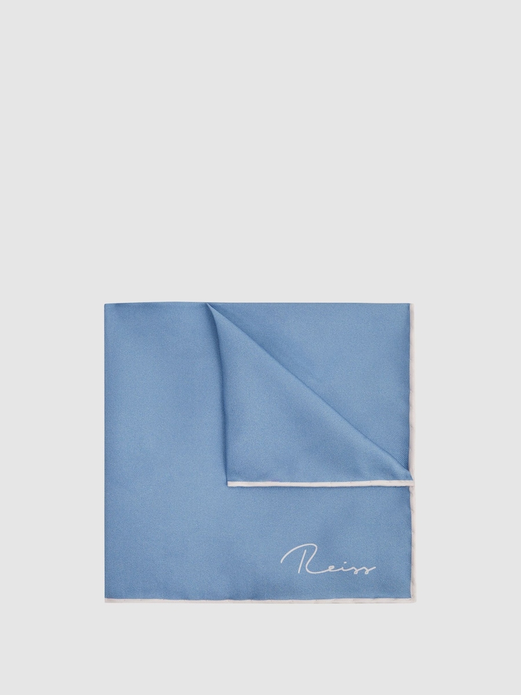 Reiss Airforce Blue Ceremony Plain Silk Pocket Square - Image 1 of 5