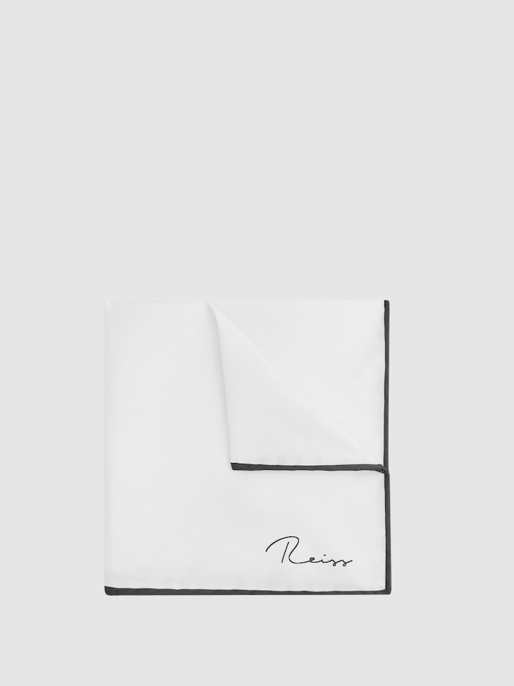 Reiss White Ceremony Plain Silk Pocket Square - Image 1 of 5
