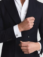 Reiss Silver Ardley Stone Insert Cufflinks - Image 2 of 5