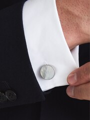 Reiss Silver Ardley Stone Insert Cufflinks - Image 3 of 5
