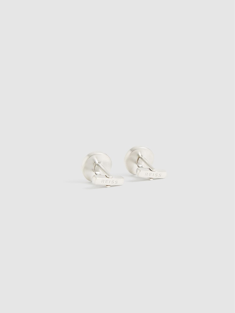 Reiss Silver Ardley Stone Insert Cufflinks - Image 5 of 5