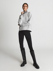 Reiss Grey Regan Rib Trim Cotton Jersey Sweatshirt - Image 3 of 6