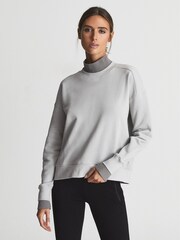 Reiss Grey Regan Rib Trim Cotton Jersey Sweatshirt - Image 4 of 6
